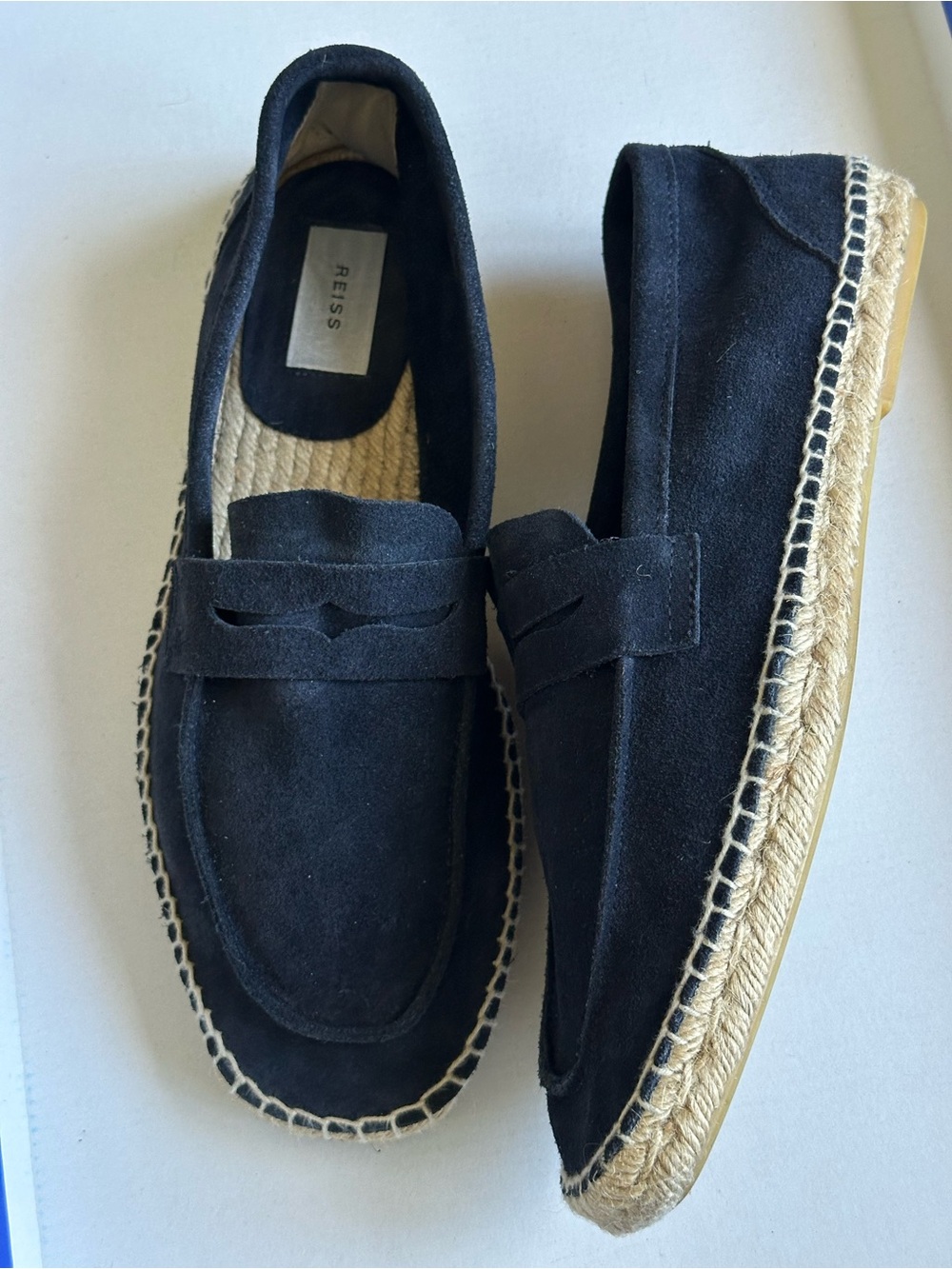 Reiss Cannes Navy Suede Penny Strap Espadrille Loafers EU 44 US 11 - Picture 10 of 16